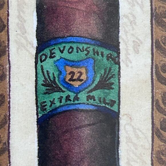 Cigar print signed Frame Mary Beth Reibz man cave Devonshire Millenium old money - Picture 2 of 10